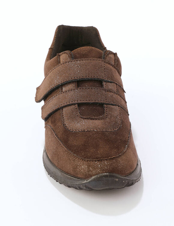 Sneakers met scratchsluiting, in rekbaar materiaal, speciaal voor gevoelige voeten (chocolade)
