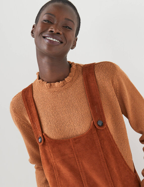 Robe chasuble &eacute;vas&eacute;e, velours c&ocirc;tel&eacute; (caramel)
