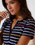 Gestreept T-shirt met Tunesische hals en korte mouwen (marine / veelkleurig)