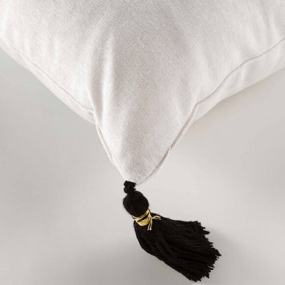 Coussin imprim&eacute; marguerite (&eacute;cru / noir)