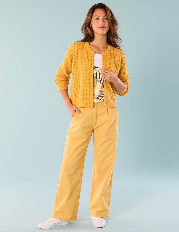 Gilet paletot maille fantaisie,  Spécial Petites (jaune)