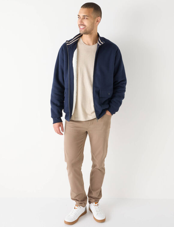 Blouson met rits en opstaande kraag, in molton met sherpavoering (marine)