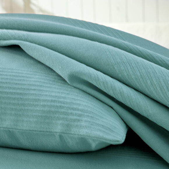 Jet&eacute; de lit uni tiss&eacute; coton (&eacute;meraude)