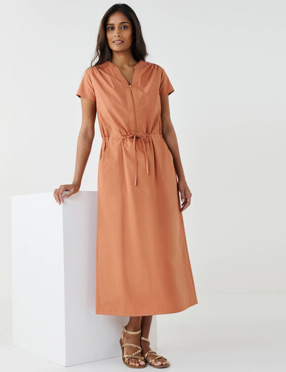 Robe longue en coton d&eacute;lav&eacute;  (terracotta)