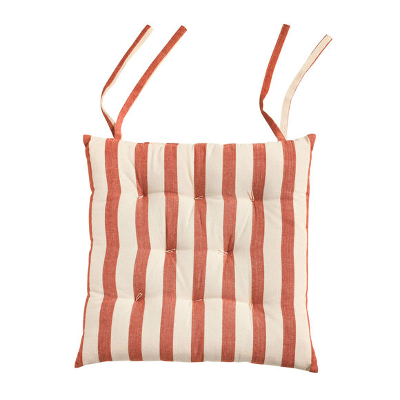 Galette de chaise carrée rayée - lot de 2 (terracotta)