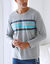 Pyjamashirt met lange mouwen en strepenprint (grijs / aqua)