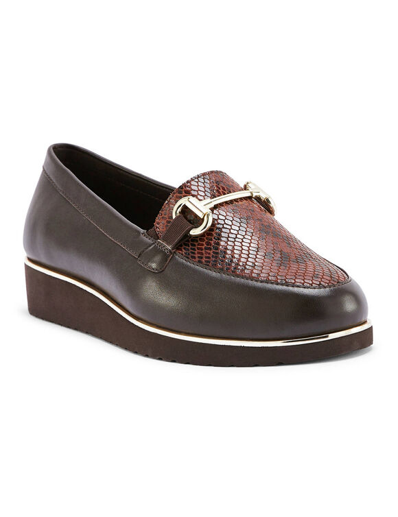 Lederen mocassins met plateauzool, comfortabele breedte (bruin)