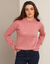 Pull col montant, finition frisotti (rose chiné)