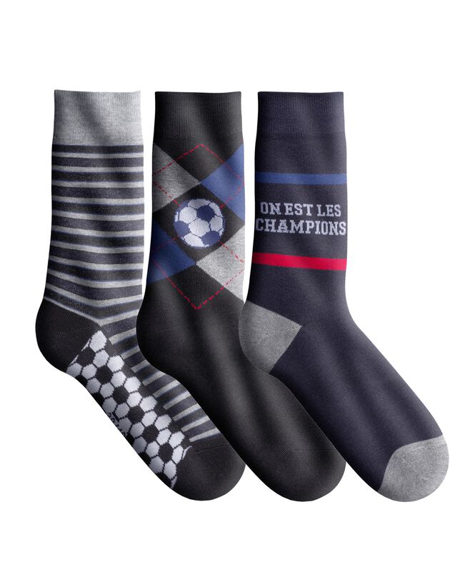 'Voetbal' sokken - set van 3 paar (blauw)