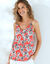 Caraco imprimé floral en viscose (corail / blanc)