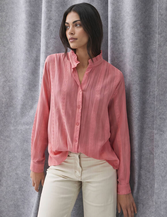 Blouse col dentelle (rose)