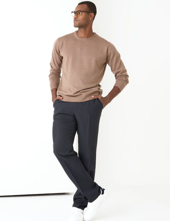 Pull uni col rond (marron glac&eacute;)