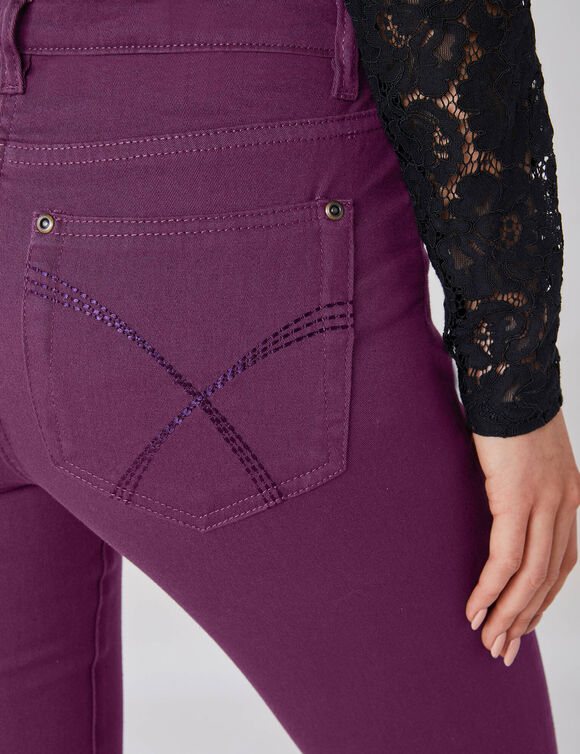Pantalon sculptant, 5 poches (prune)