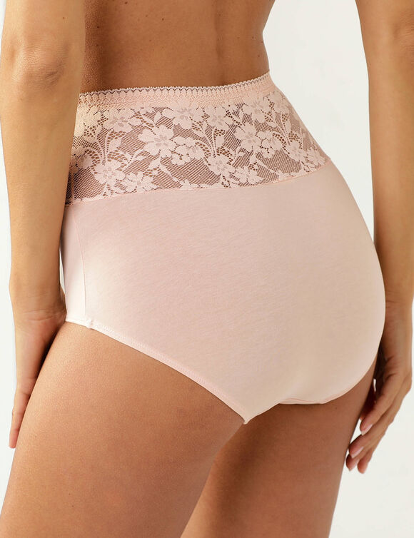 Culotte super maxi coton et dentelle - lot de 2 (poudre)