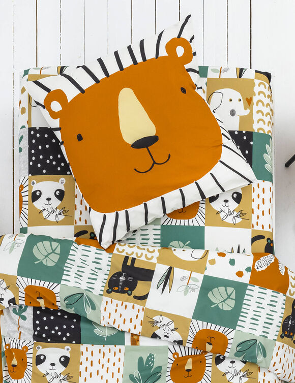 Linge de lit enfant imprim&eacute; Africa - coton 57 fils/cm&sup2; (blanc)