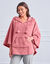 Poncho in fleece met pluchetouch en kap (poederroze)