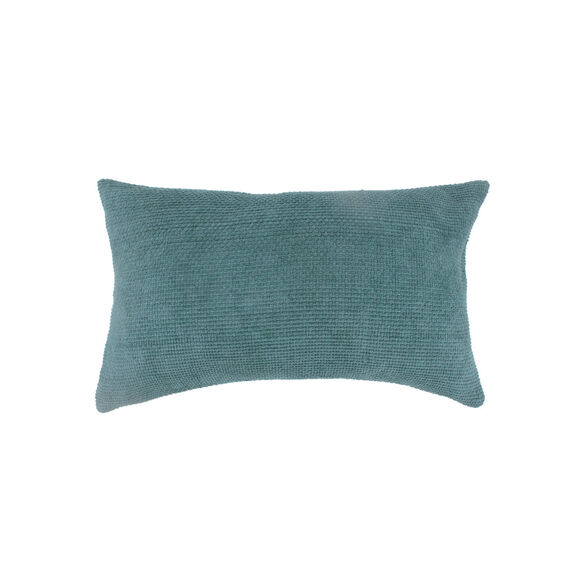 Coussin rectangulaire uni, velours chenille (bleu)