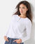 T-shirt met Tunesische hals en lange mouwen (wit)