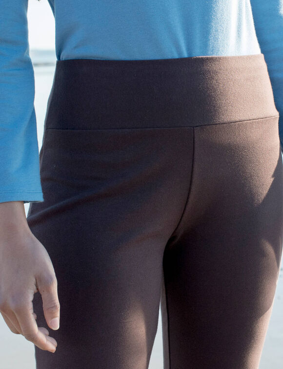 Legging flare taille haute, molleton chaud sp&eacute;cial froid (chocolat)