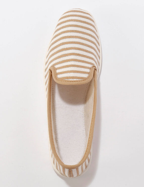 Chaussons ray&eacute;s (beige)