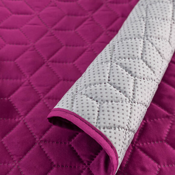 Protège-salon antiglisse microfibre matelassé (prune)