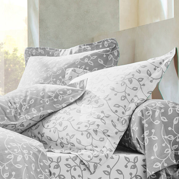 Linge de lit Héritage en coton à motifs volutes (gris / blanc)