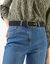 Ceinture boucle coloris dor&eacute;, cro&ucirc;te de cuir (noir)