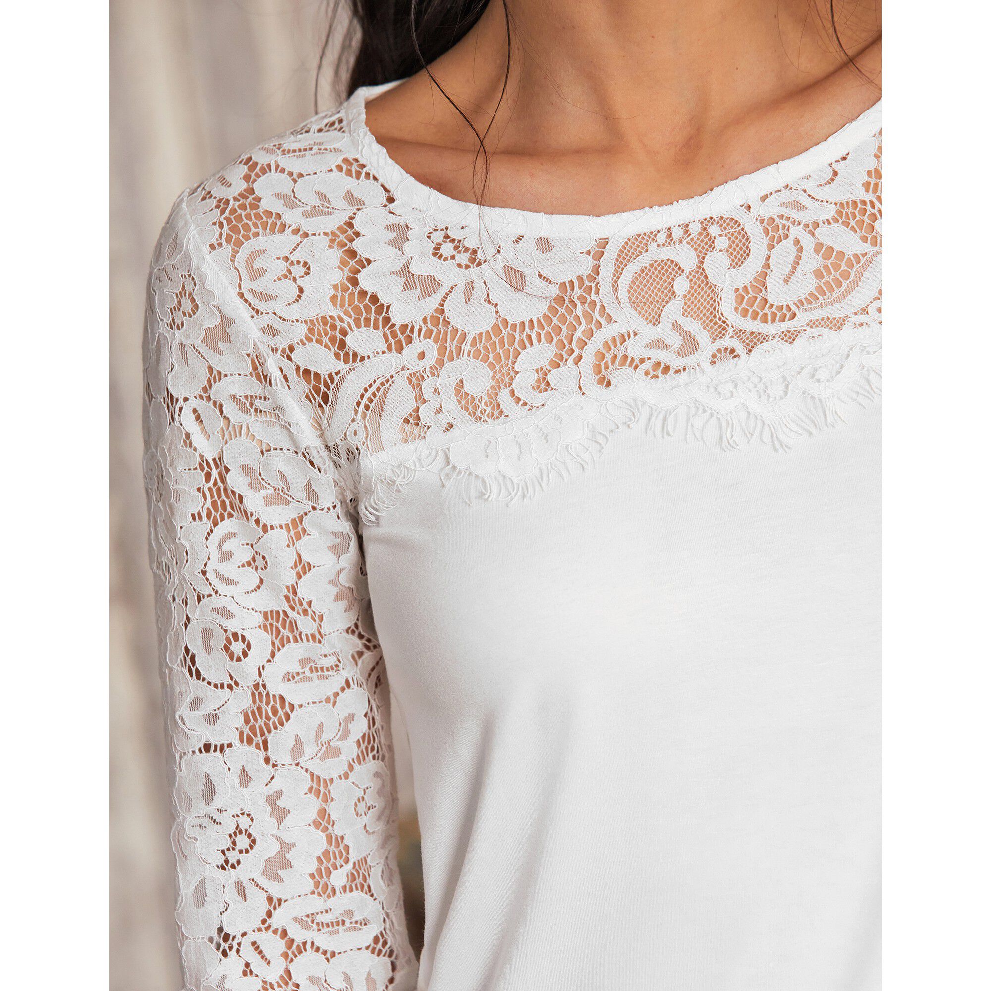 Tee shirt manches shop longues femme blancheporte