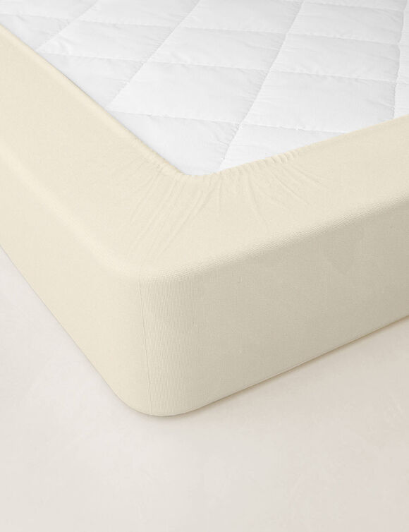 Drap-housse uni percale bonnets 40 cm (&eacute;cru)