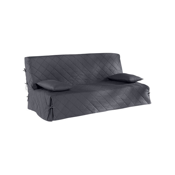 Housse clic-clac standard matelass&eacute;e coton bachette uni (gris anthracite)