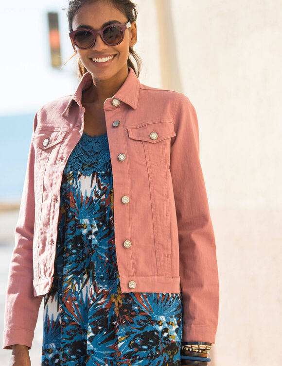 Veste boutonnée en jean (rose thé)