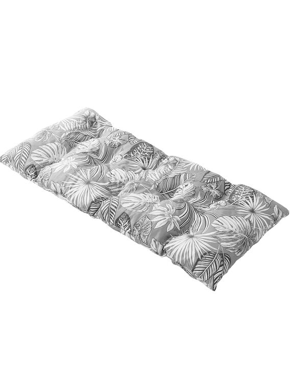 Long coussin déco coton imprimé tropical (gris)