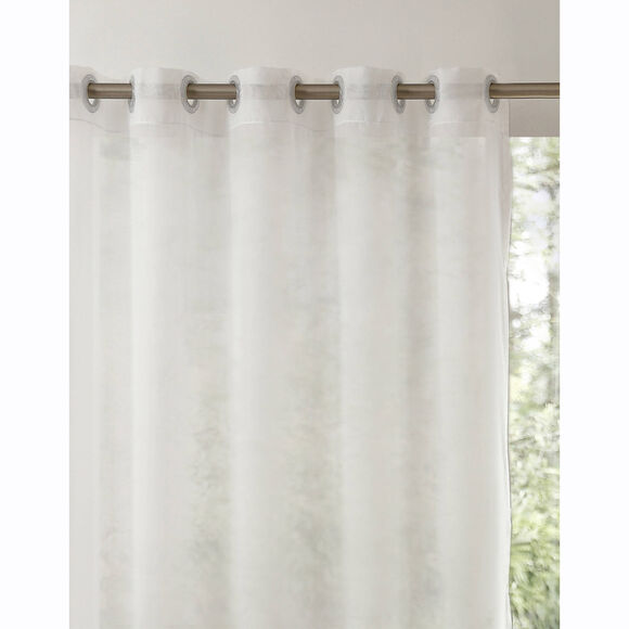 Paneelgordijn in effen voile, afgewerkt met oogringetjes (wit)