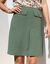 Rok met A-lijn en stolpplooien, in cr&ecirc;pe (kaki)