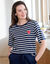 Gestreepte caprama met 3/4 broek en korte mouwen (marine)