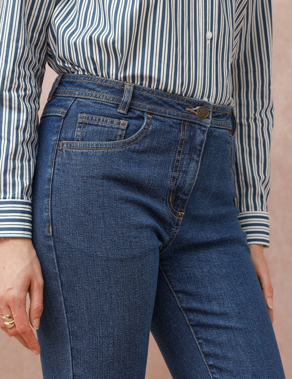 Jean slim taille haute, coupe raccourcie (stone)