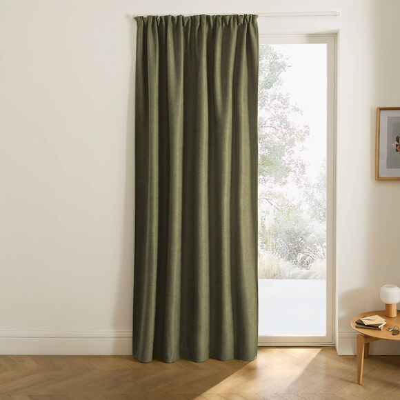 Verduisterend en isolerend gordijn met fronsgalon (kaki)