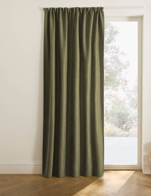 Rideau occultant et isolant finition galon fronceur (kaki)