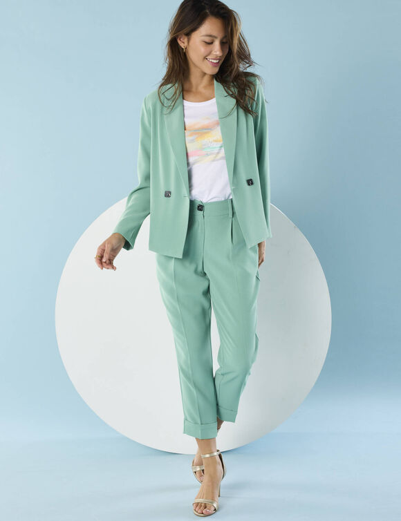 Pantalon 7/8ème fuselé, Spécial Petites (vert jade)