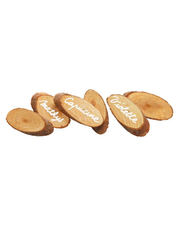Naambordjes in naturel of geverfd hout - set van ca. 24 stuks (naturel)