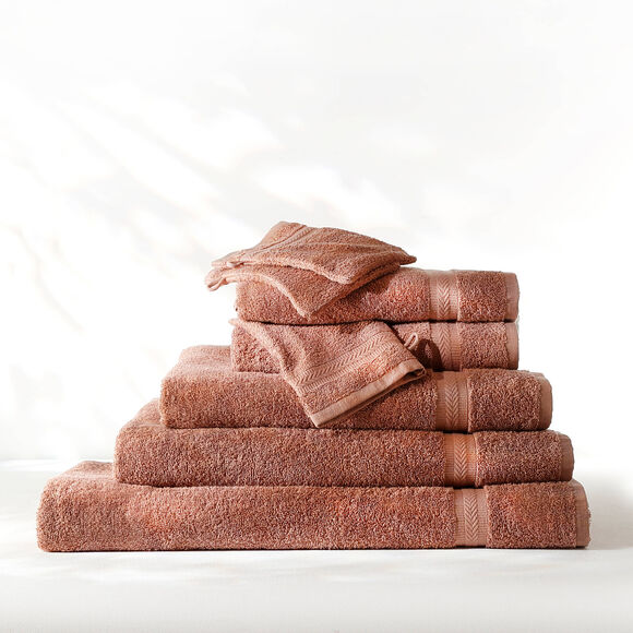 Collection serviettes de bain unies 420 g/m2 confort moelleux (châtaigne)