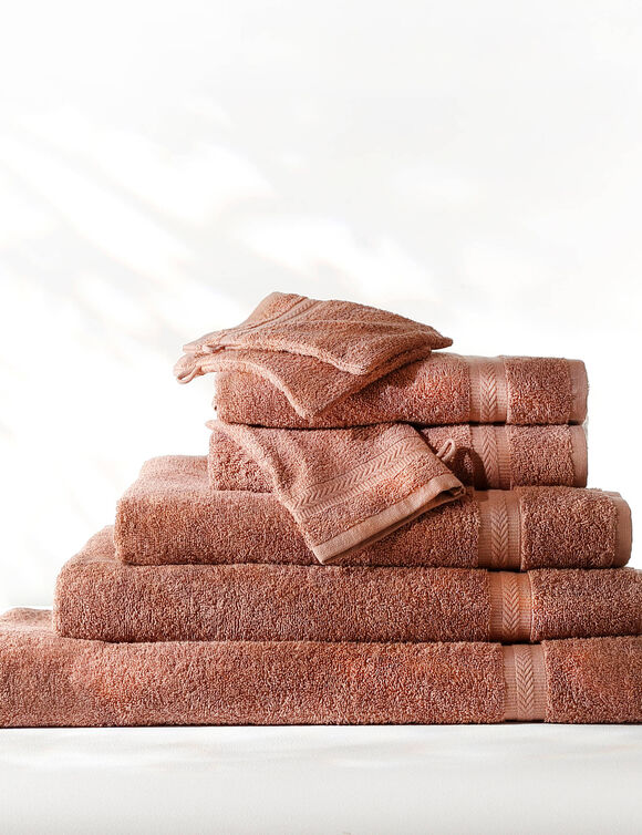 Collection serviettes de bain unies 420 g/m2 confort moelleux (châtaigne)