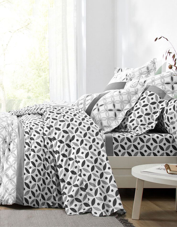 Bedlinnen Marlox in katoen met geometrische motieven (grijs / CARBONGRIJS)