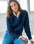 Vest in fantasietricot met kabelmotieven, knoopsluiting (indigo)