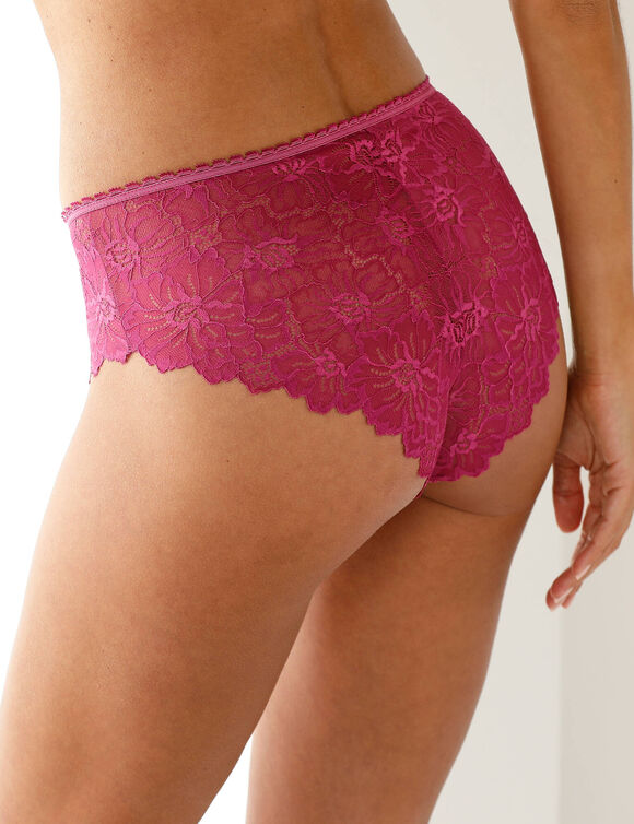 Culotte microfibre et dentelle stretch forme tanga taille haute - lot de 2  (noir + violine)