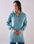 Pull tunique col camionneur zippé (turquoise grisé)