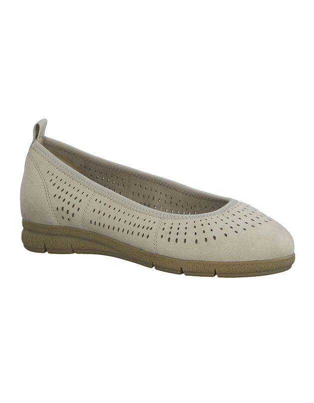 Ballerines dessus cuir - largeur confort (beige)