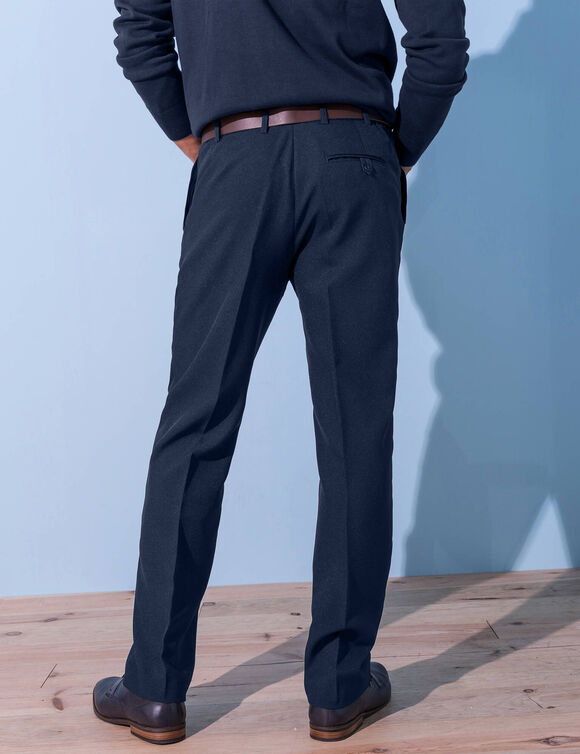 Broek met elastische tailleband en bandplooien - polyester (marine)