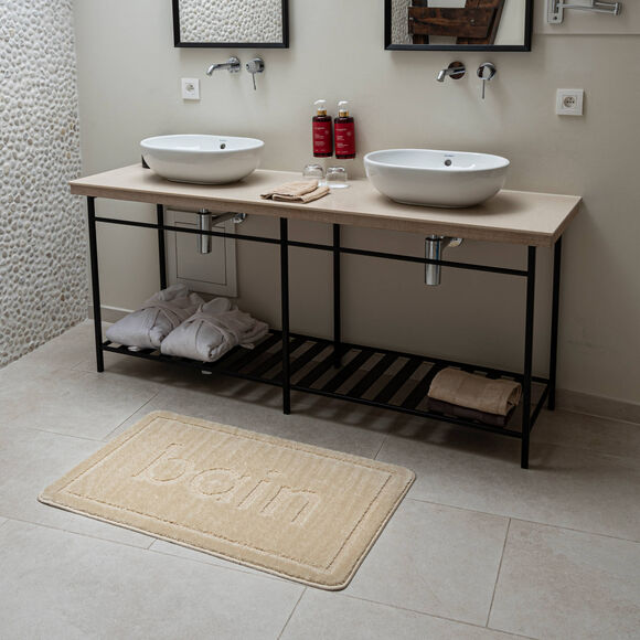Tapis de bain motif "bain" (sable)