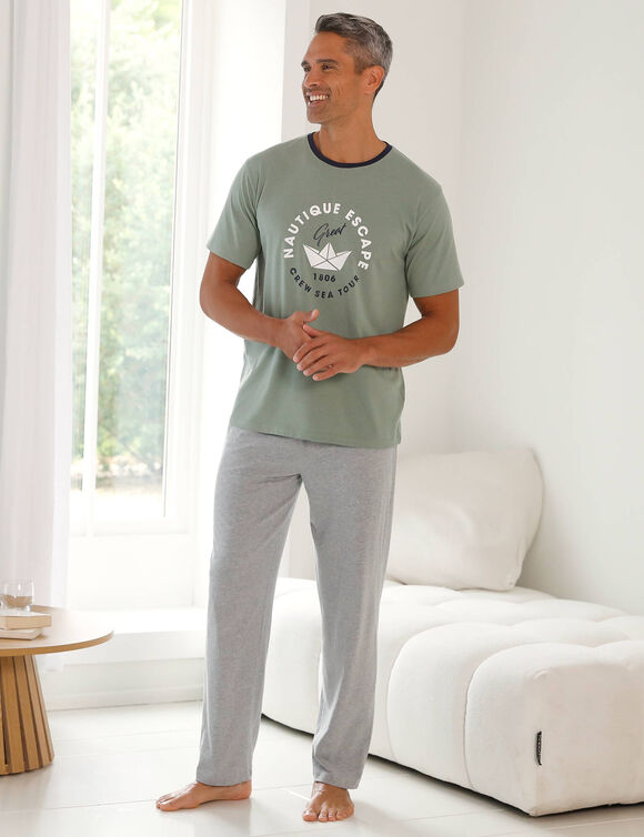 Pantalon pyjama coton uni (chin&eacute; grijs)